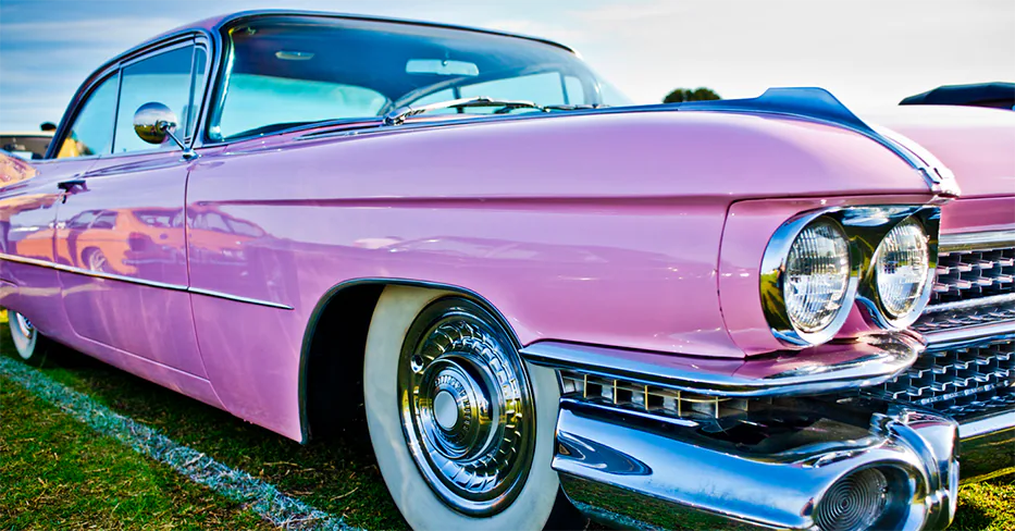 Collector Cars, like this pink one, can be protected with 3M window film which blocks UV rays and high heat.