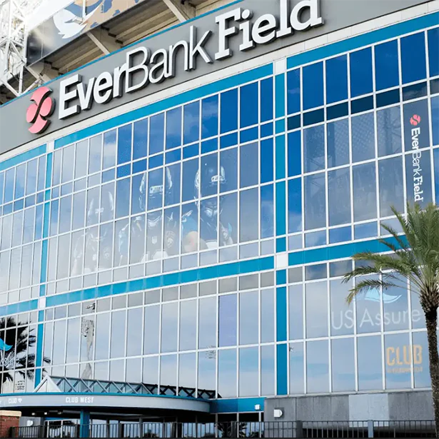 Advanced Window Tinting installed Prestige series window tint on the EverBank Field Stadium, home of the Jacksonville Jaguars.