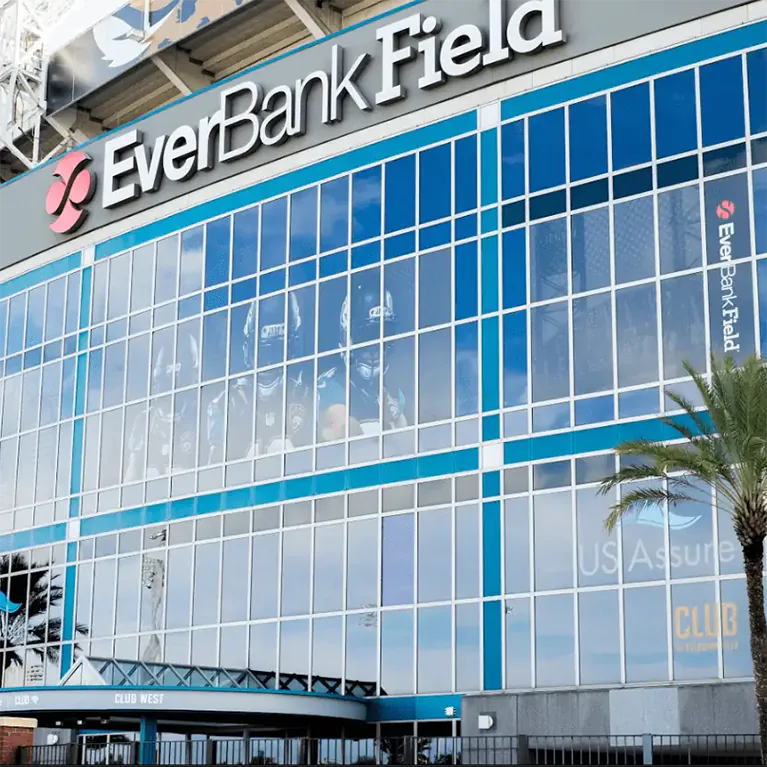 Advanced Window Tinting installed Prestige series window tint on the EverBank Field Stadium, home of the Jacksonville Jaguars.