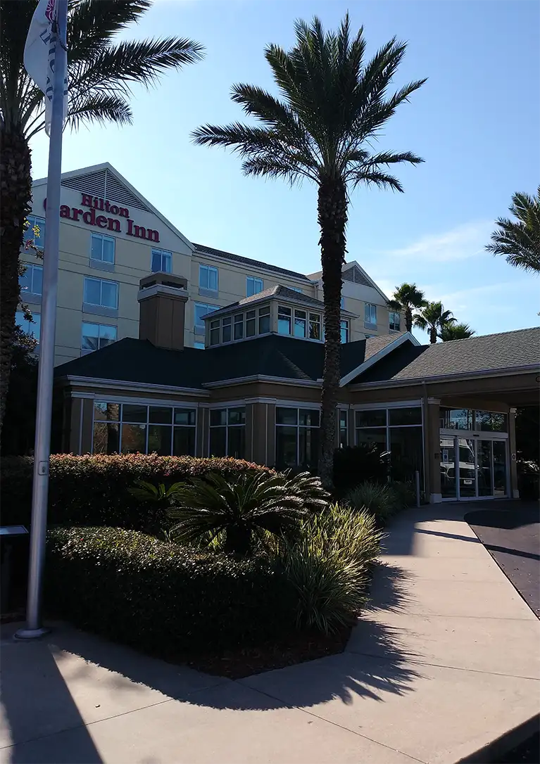 Hilton at Jacksonville Airport, at which Advanced Window Tinting installed 3M film on the glass.