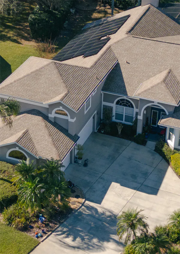 Aerial view of a Florida home, like in Palm Valley where Advanced Window Tinting serves.